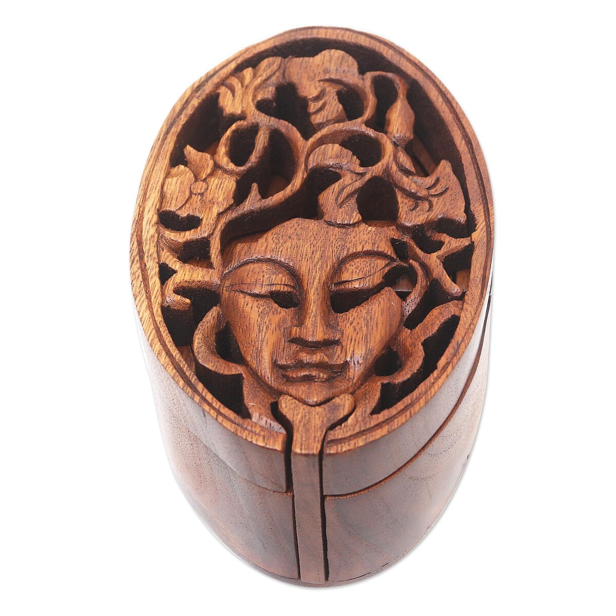 Novica Handmade Bawang Lady Wood Puzzle Box