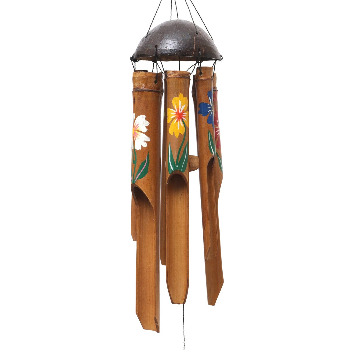 Novica Handmade Blooming Bamboo Bamboo And Coconut Shell Wind Chime