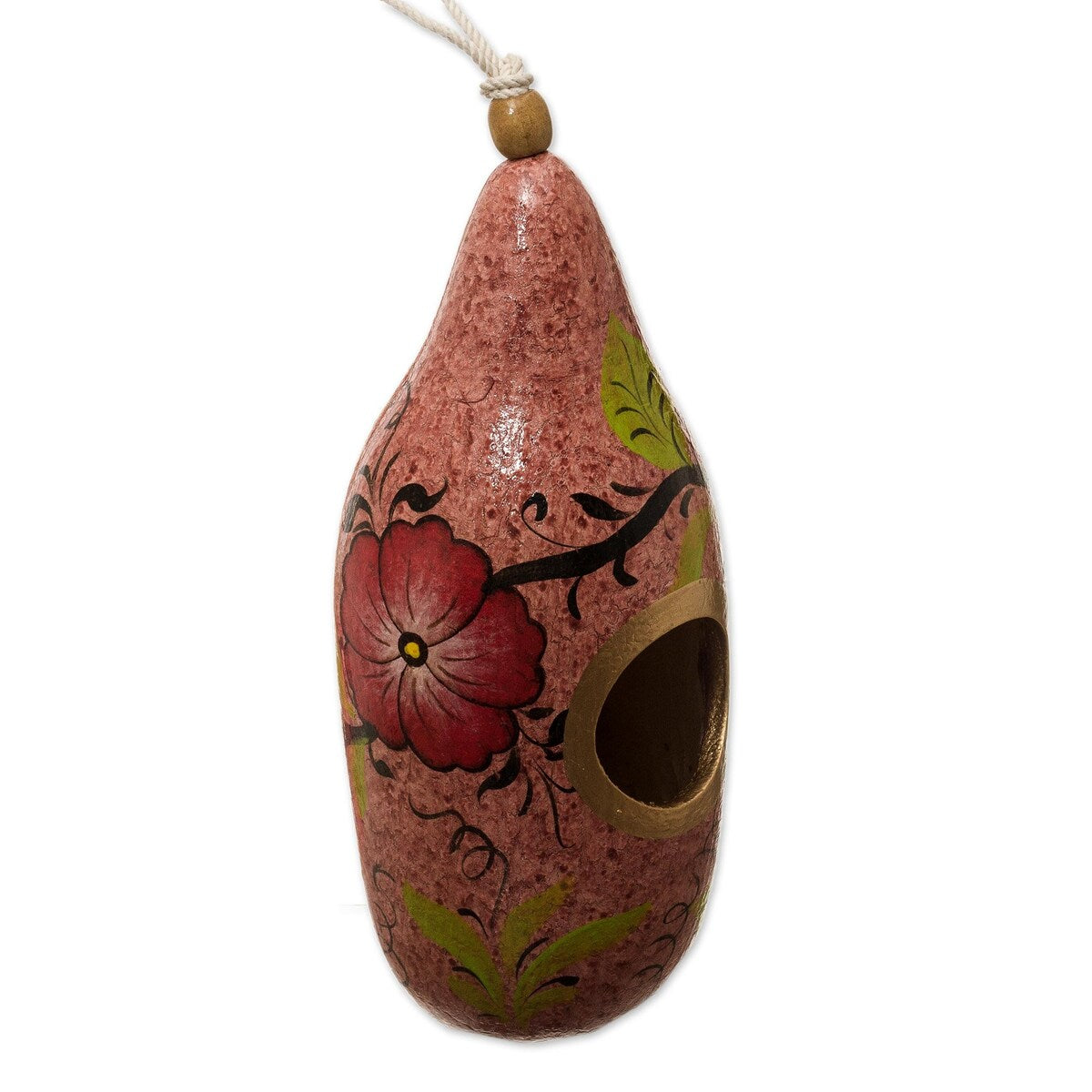 Novica Handmade Blossoms On Blush Hand Painted Gourd Birdhouse