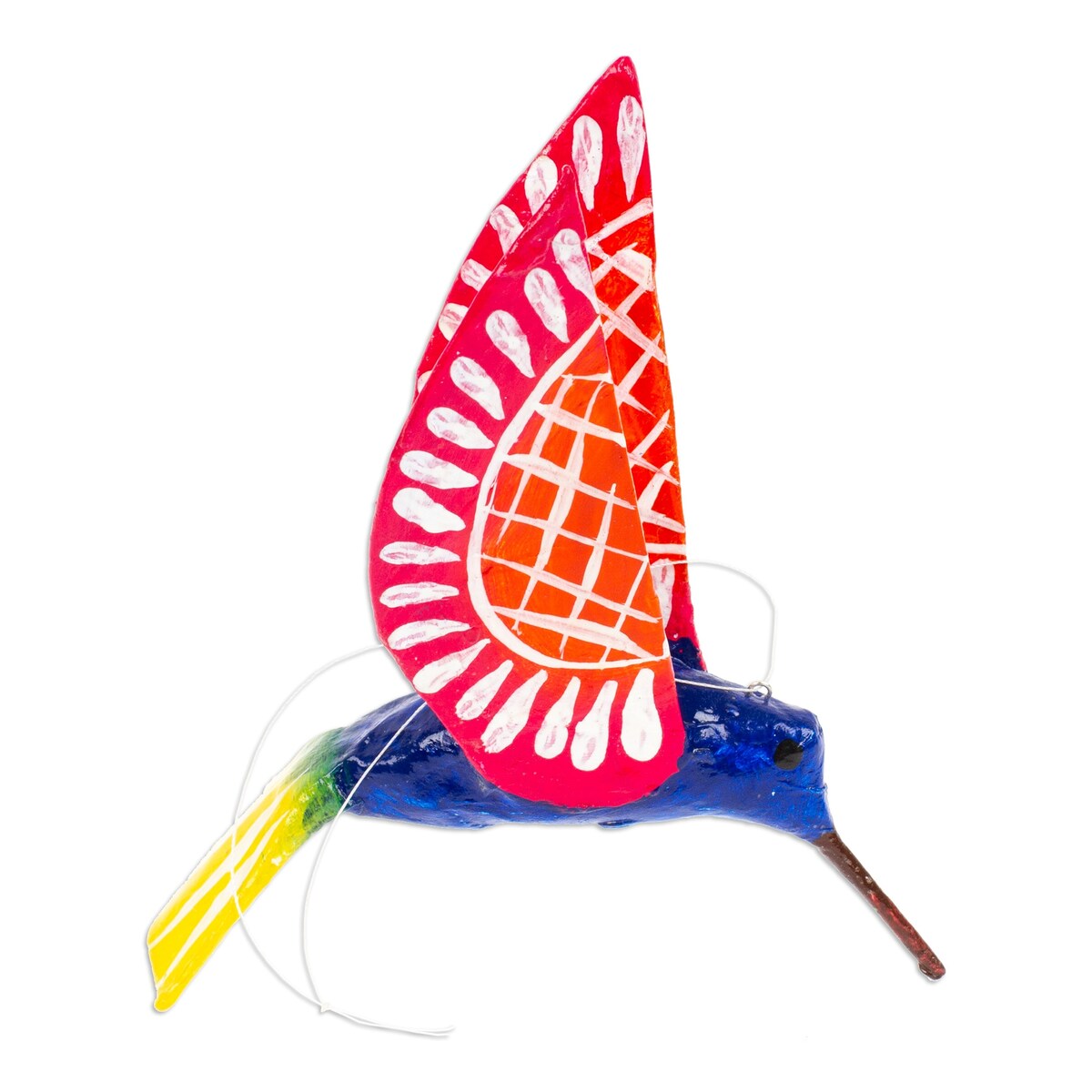 Novica Handmade Blue And Red Hummingbird Papier Mache Ornament