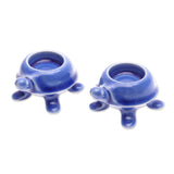 Novica Handmade Blue Guide Ceramic Tealight Candleholders (Pair)
