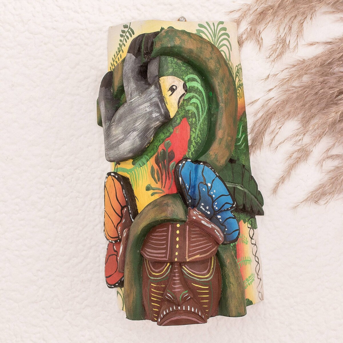 Novica Handmade Boruca Sloth Wood Mask