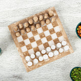 Novica Handmade Brown And White Challenge Onyx And Marble Chess Set (7.5 Inch)