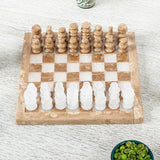 Novica Handmade Brown And White Challenge Onyx And Marble Chess Set (7.5 Inch)