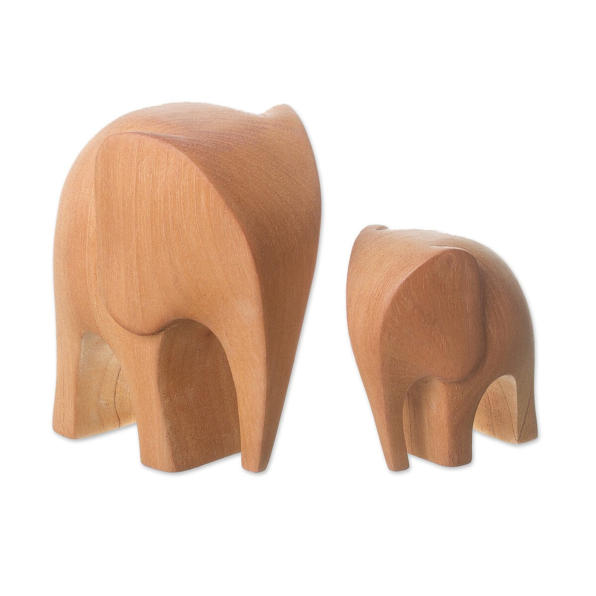 Novica Handmade Brown Elephant Motherhood Wood Figurines (Pair)