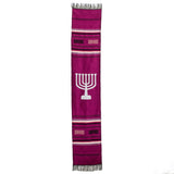 Novica Handmade Burgundy Menorah Cotton Table Runner