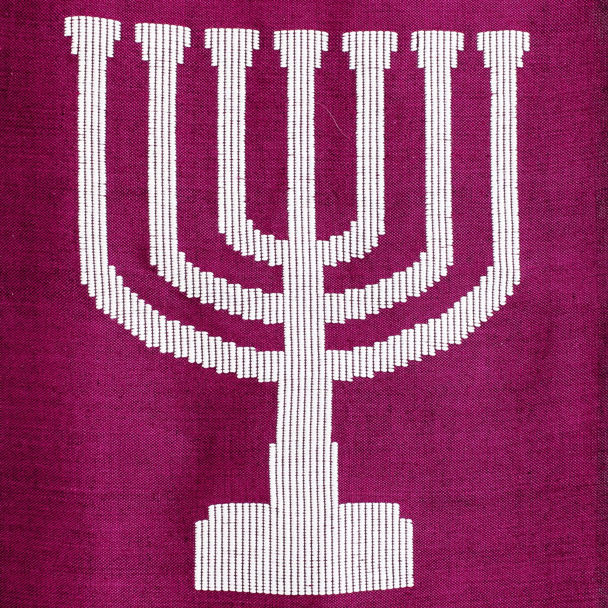 Novica Handmade Burgundy Menorah Cotton Table Runner