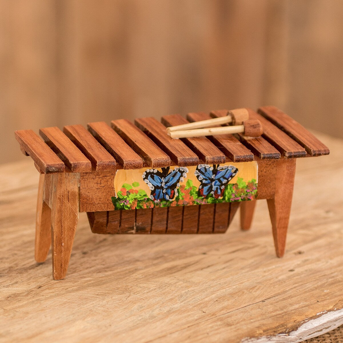 Novica Handmade Butterfly Rhythm Wood Figurine