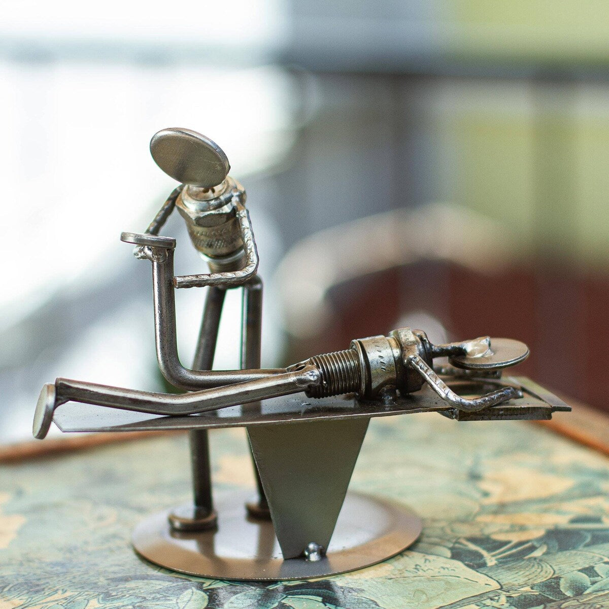 Novica Handmade Chiropractic Recycled Metal Figurine