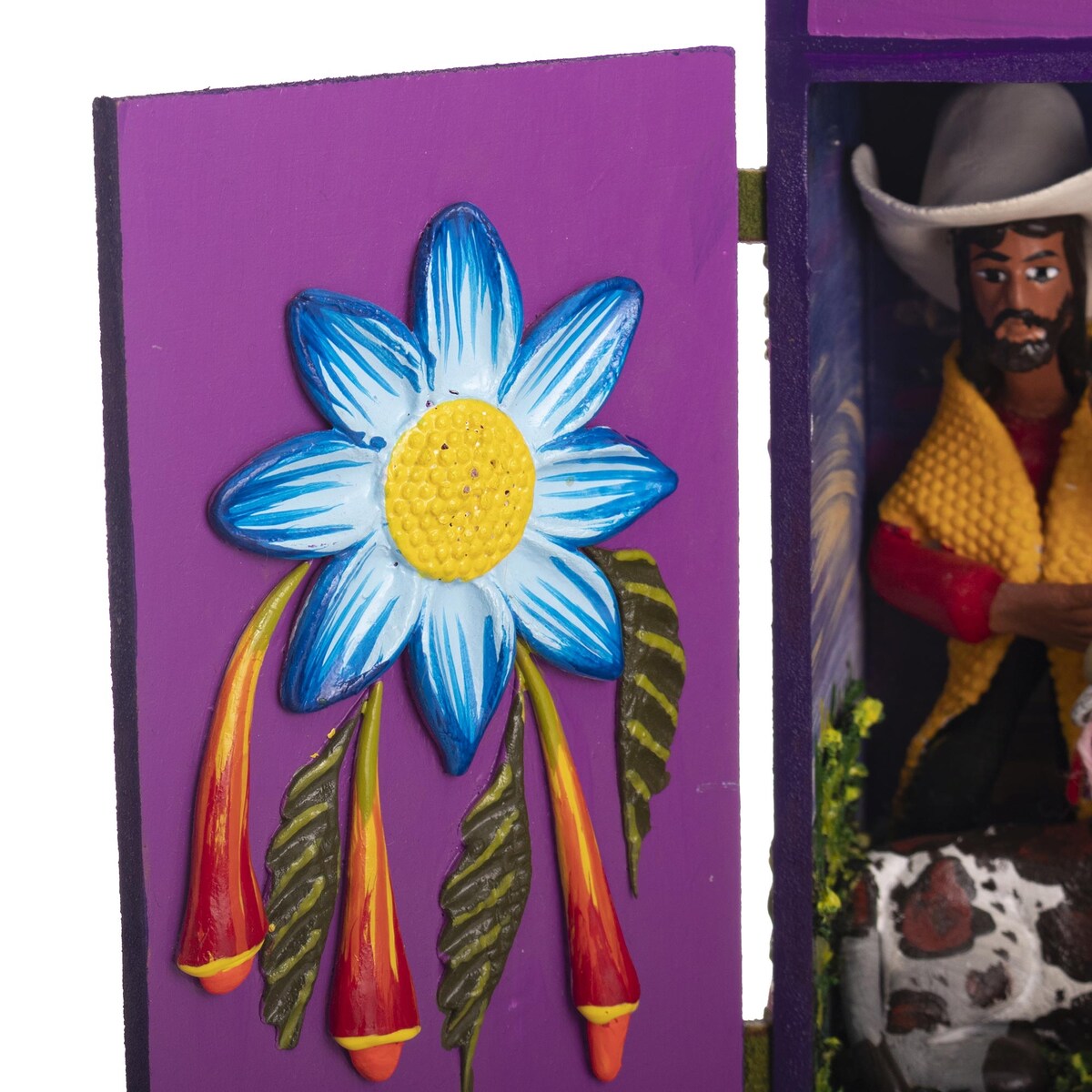 Novica Handmade Chota Nativity Wood And Ceramic Retablo Sculpture