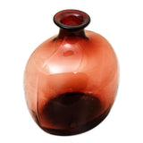 Novica Handmade Cinnabar Red Bottle Blown Glass Vase