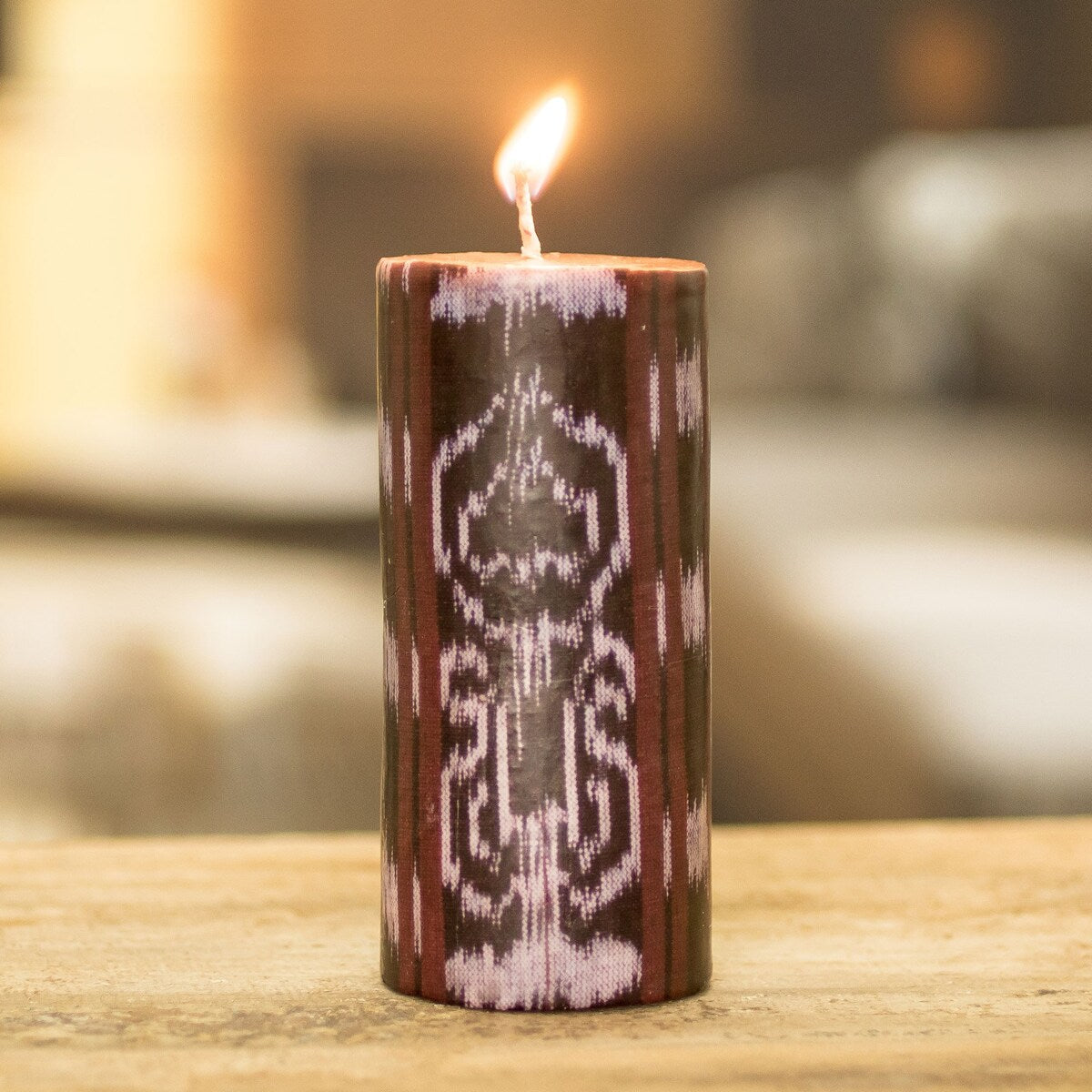 Novica Handmade Coban Coffee Pillar Candle