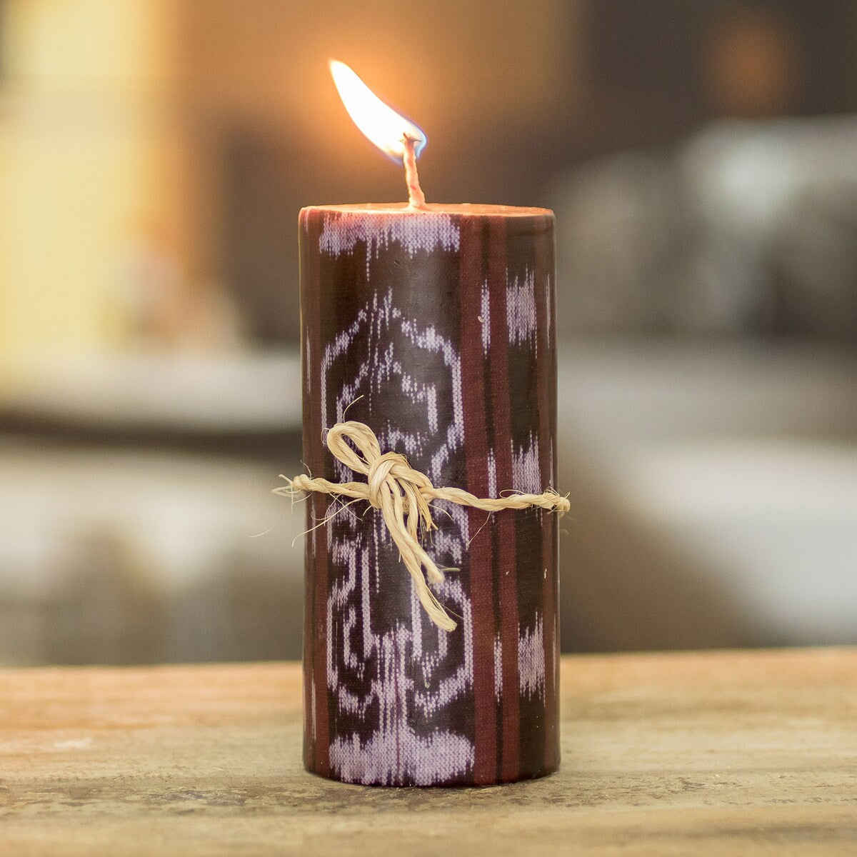 Novica Handmade Coban Coffee Pillar Candle