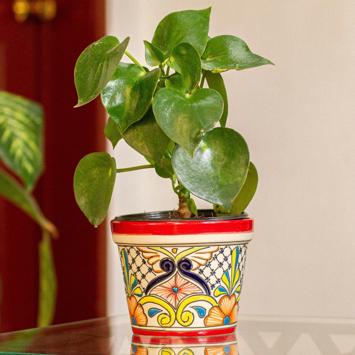Novica Handmade Colorful Mercado Ceramic Flower Pot (6.25 Inch Diameter)