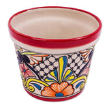 Novica Handmade Colorful Mercado Ceramic Flower Pot (6.25 Inch Diameter)