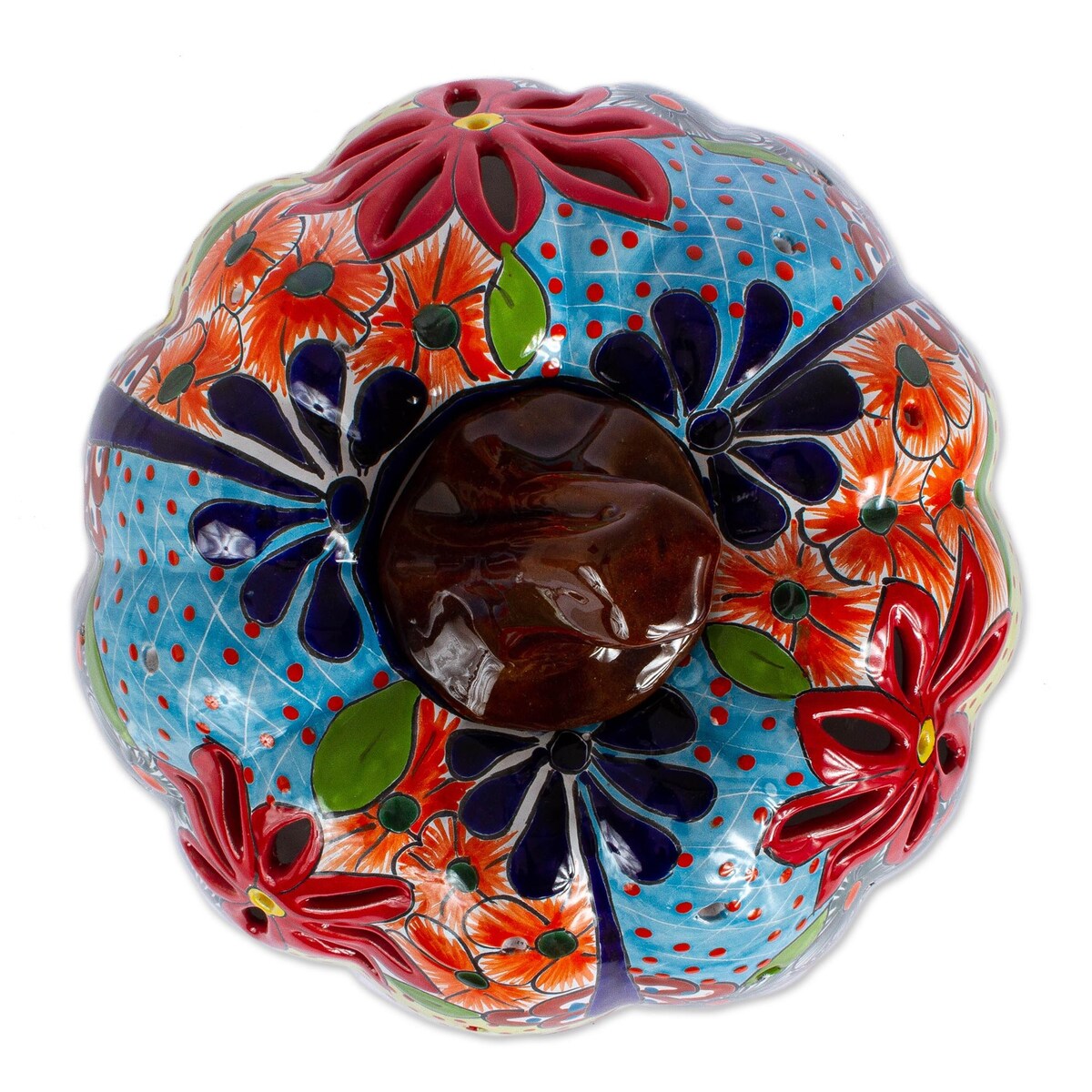 Novica Handmade Colorful Pumpkin Ceramic Lantern