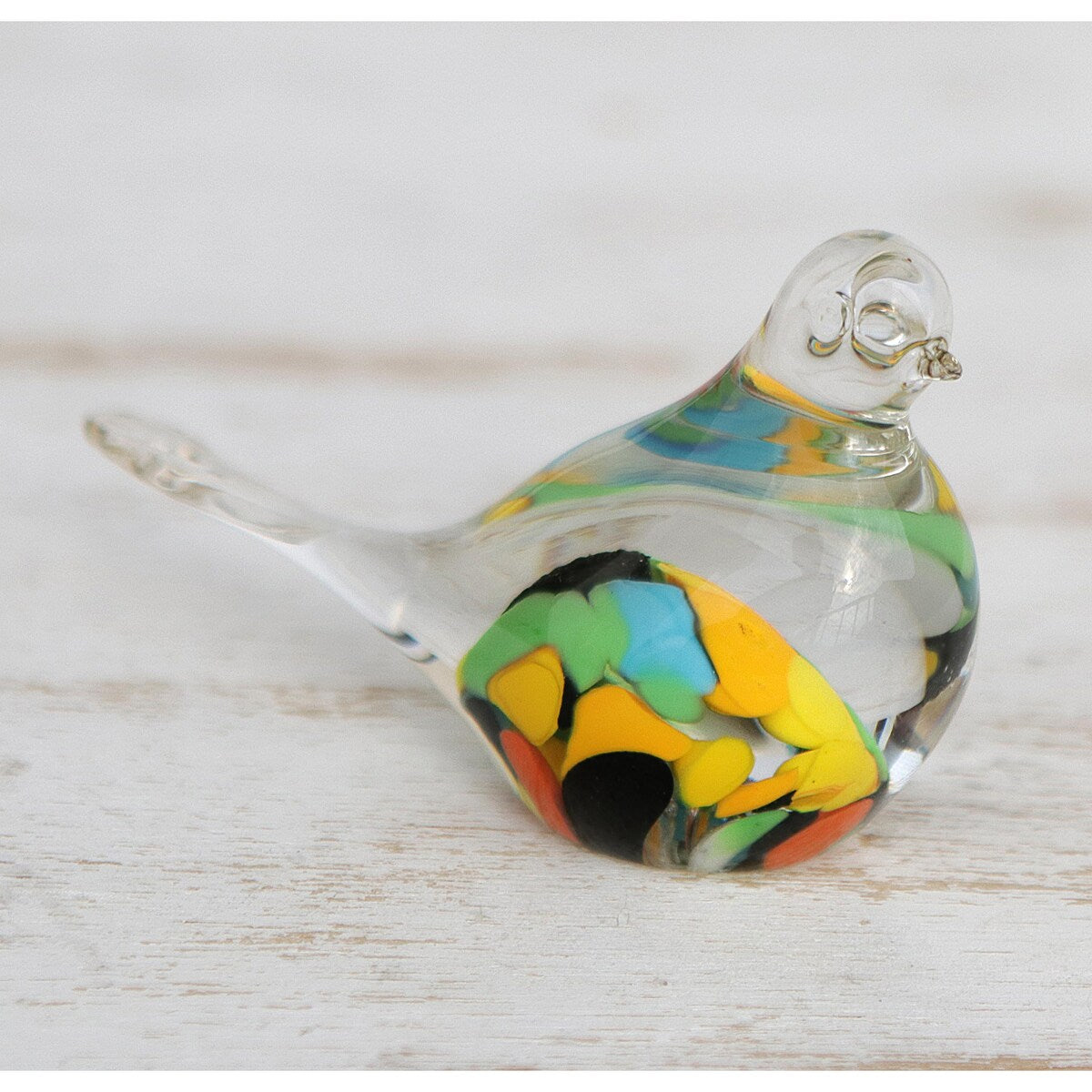 Novica Handmade Confetti Canary Handblown Recycled Glass Paperweight