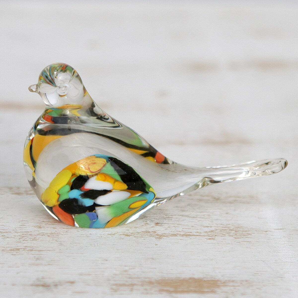 Novica Handmade Confetti Canary Handblown Recycled Glass Paperweight