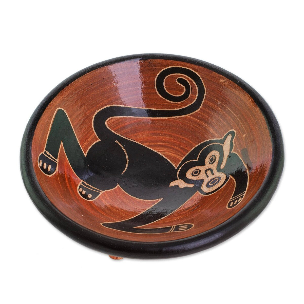 Novica Handmade Costa Rican Monkey Ceramic Mini Decorative Bowl