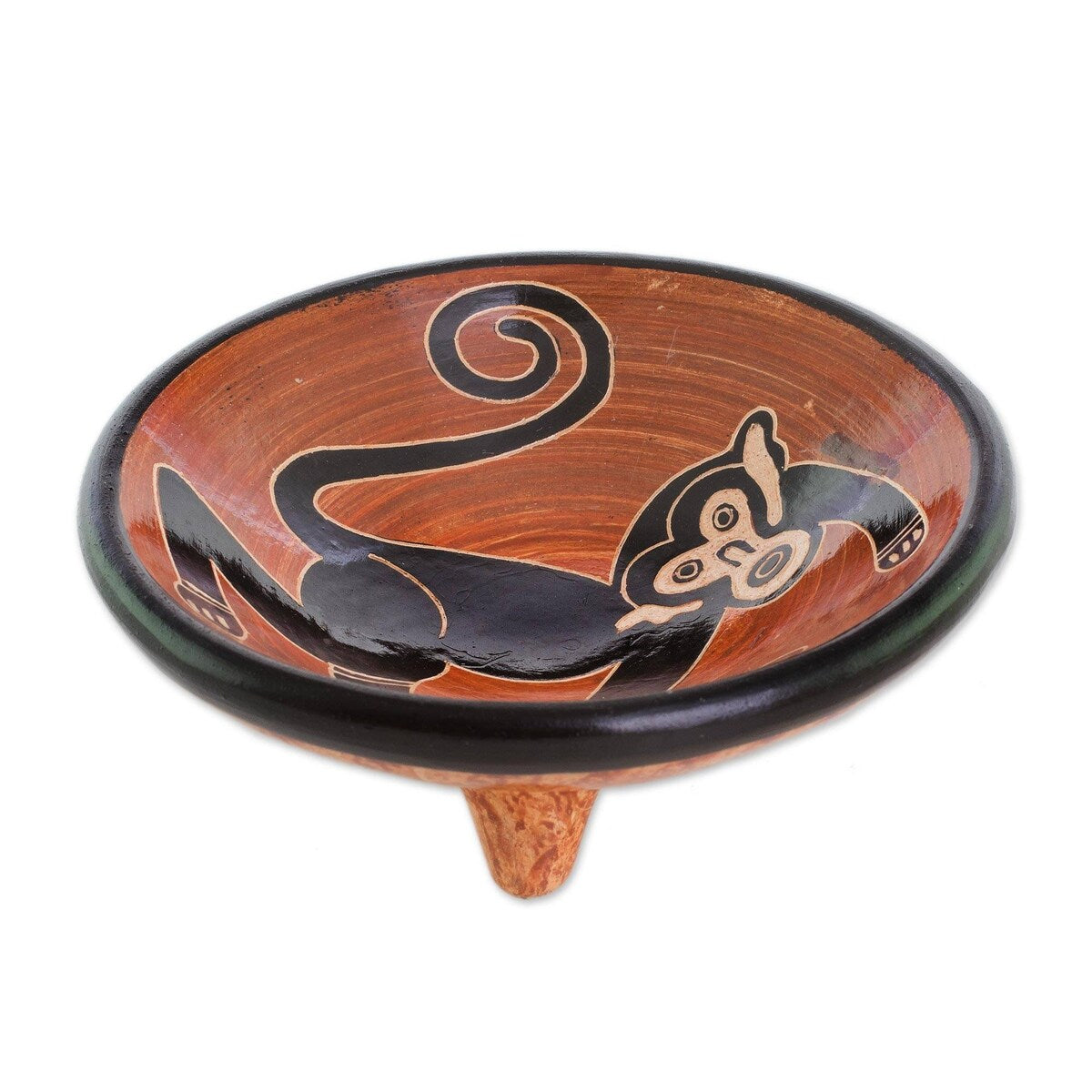 Novica Handmade Costa Rican Monkey Ceramic Mini Decorative Bowl
