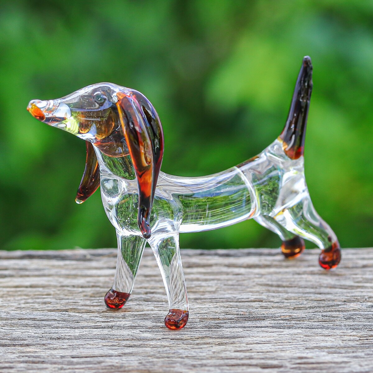 Novica Handmade Courage Dachshund Handblown Glass Figurine