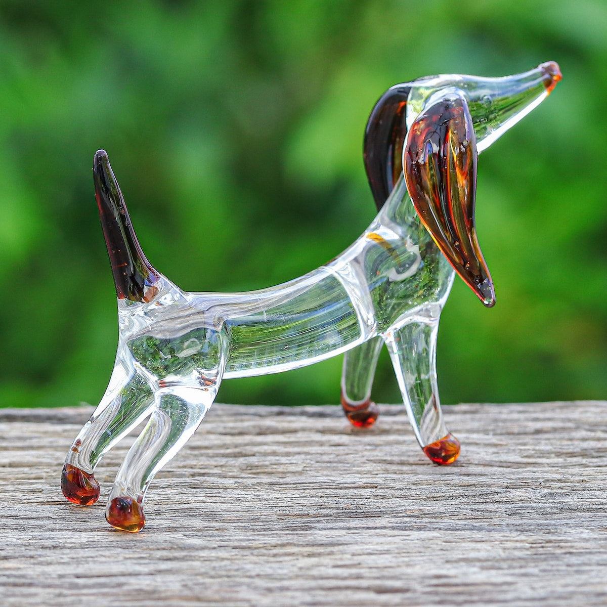 Novica Handmade Courage Dachshund Handblown Glass Figurine