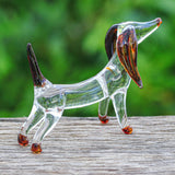 Novica Handmade Courage Dachshund Handblown Glass Figurine