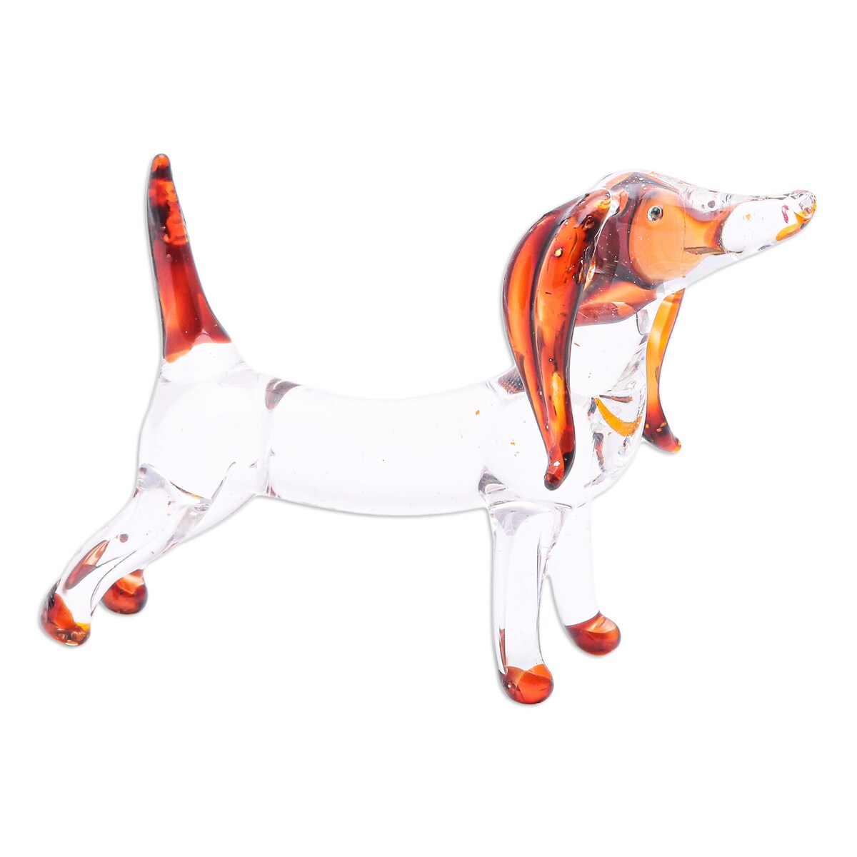 Novica Handmade Courage Dachshund Handblown Glass Figurine