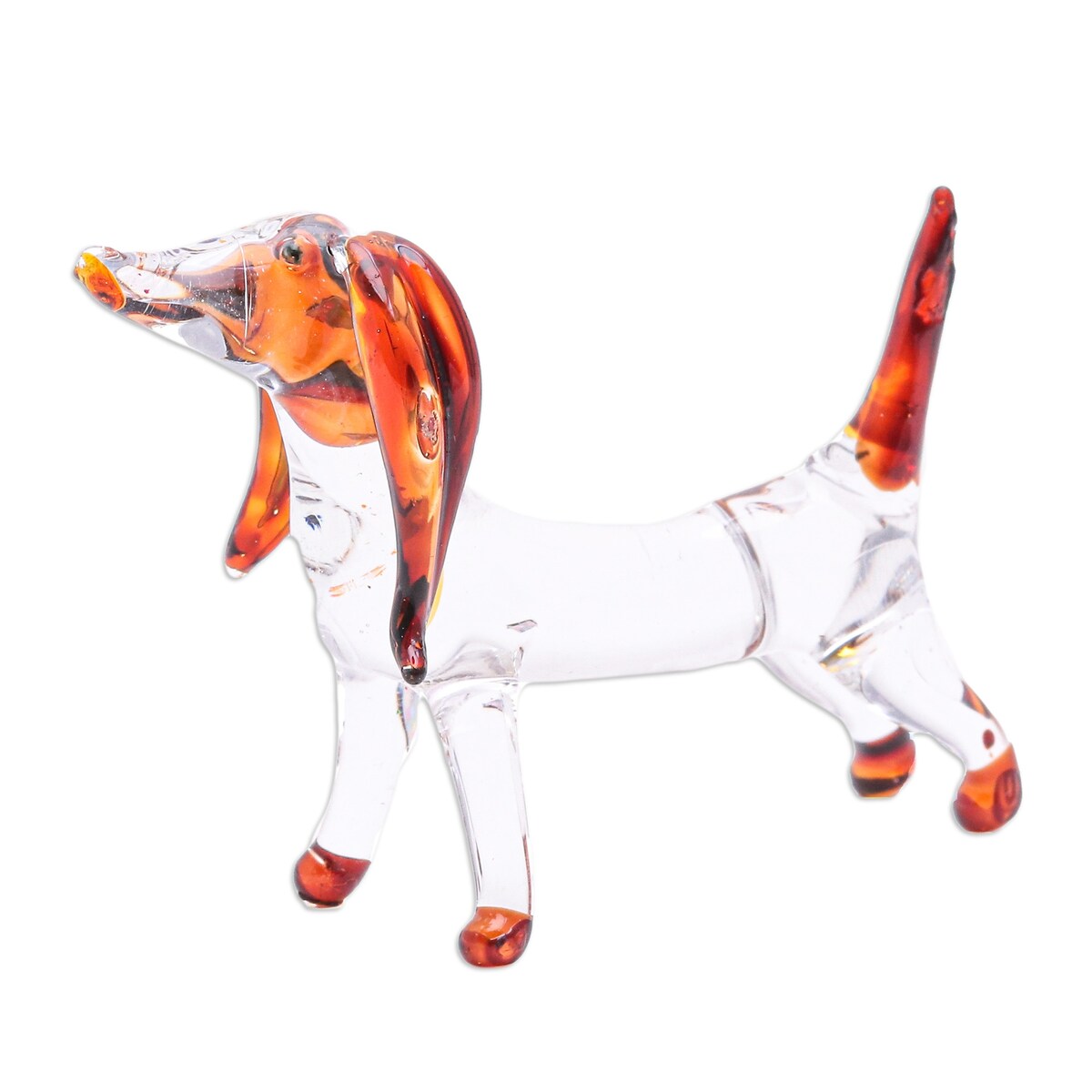 Novica Handmade Courage Dachshund Handblown Glass Figurine