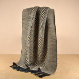 Novica Handmade Cozy Blue & Black Wool Throw
