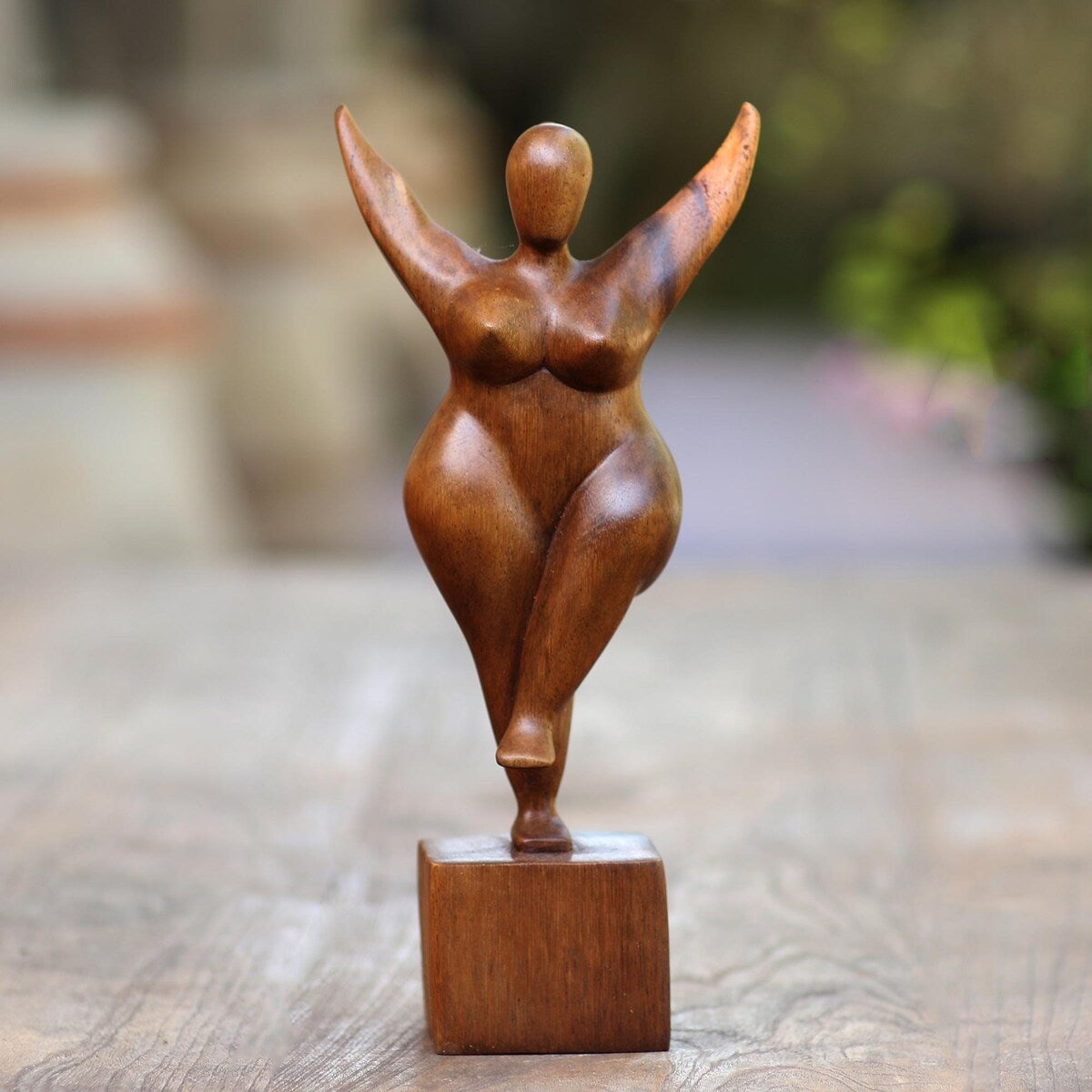 Novica Handmade Curvy And Happy Wood Sculpture - 11.75" H x 5" W x 2.8" D