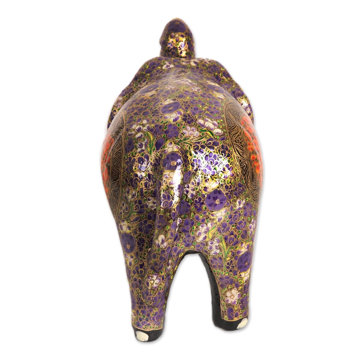 Novica Handmade Cute Baby Elephant In Purple Papier Mache Sculpture
