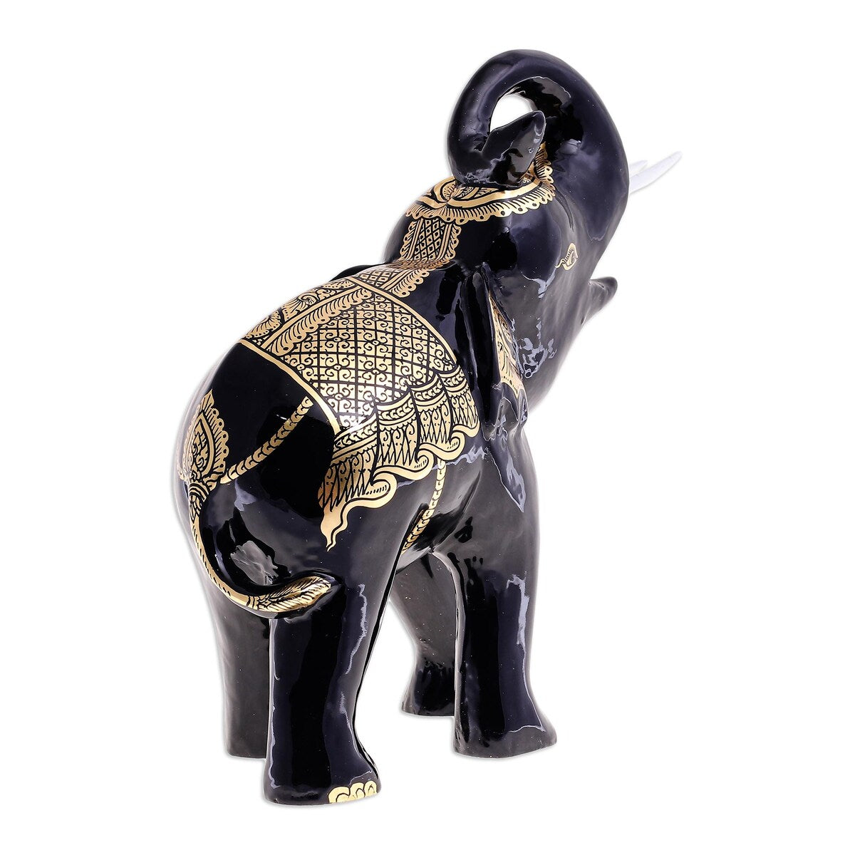 Novica Handmade Elephant King Gold-Accented Wood Sculpture