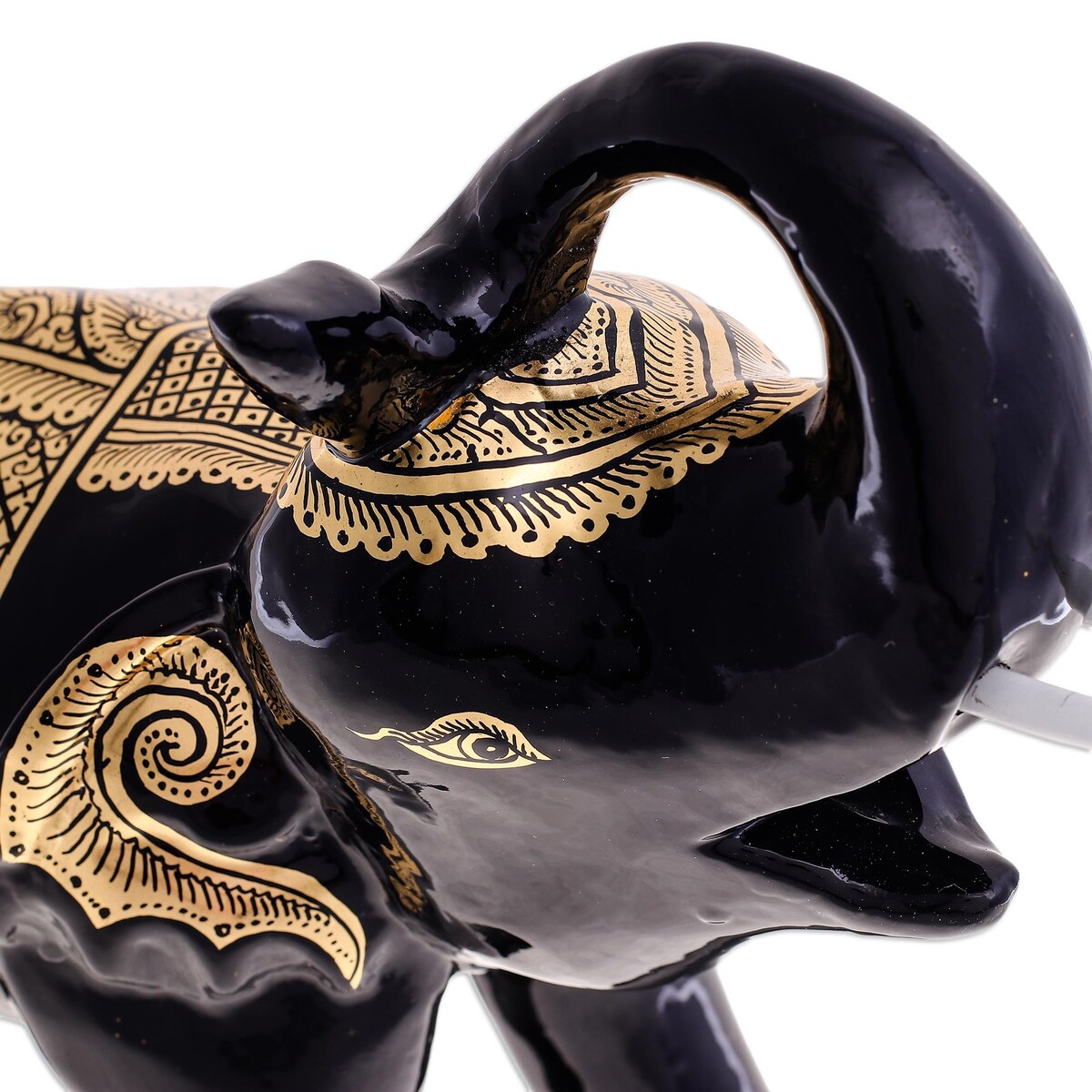 Novica Handmade Elephant King Gold-Accented Wood Sculpture