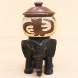 Novica Handmade Elephant Pot Decorative Wood Jar