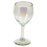 NOVICA Artisan Handblown Recycled Ecofriendly Wine Glasses Iridescent Clear Mexico Tableware Drinkware 'Ethereal Glamour'(Pair)