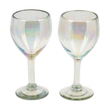 NOVICA Artisan Handblown Recycled Ecofriendly Wine Glasses Iridescent Clear Mexico Tableware Drinkware 'Ethereal Glamour'(Pair)
