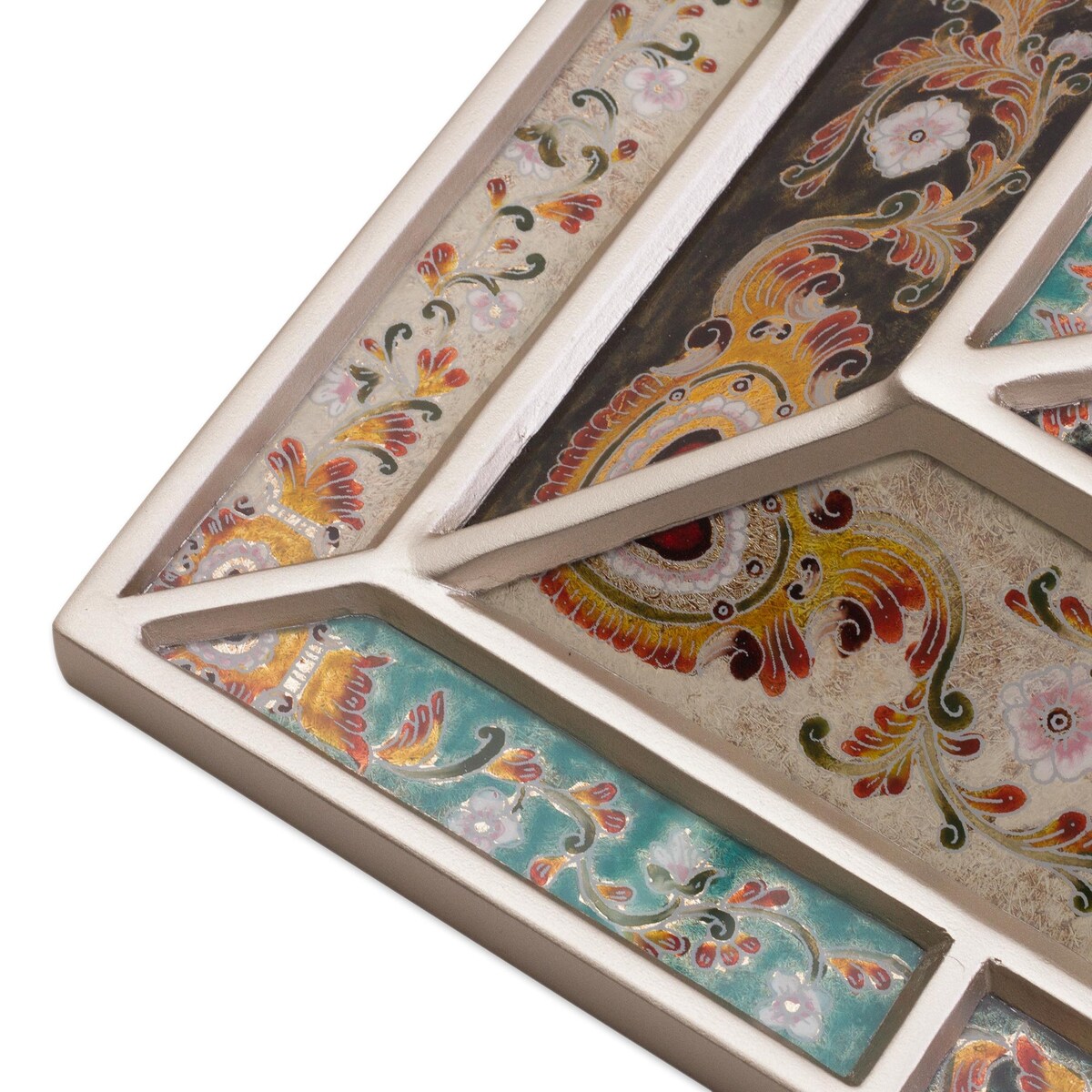 Novica Handmade Fantastic Floral Reverse-Painted Glass Wall Mirror