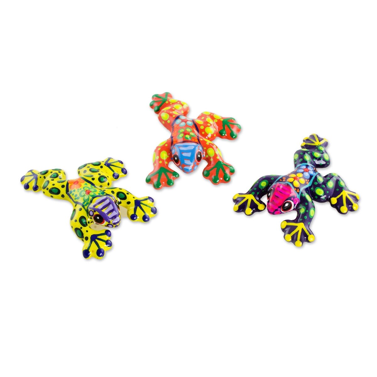 Novica Handmade Festive Frogs Ceramic Figurines (Set Of 3)