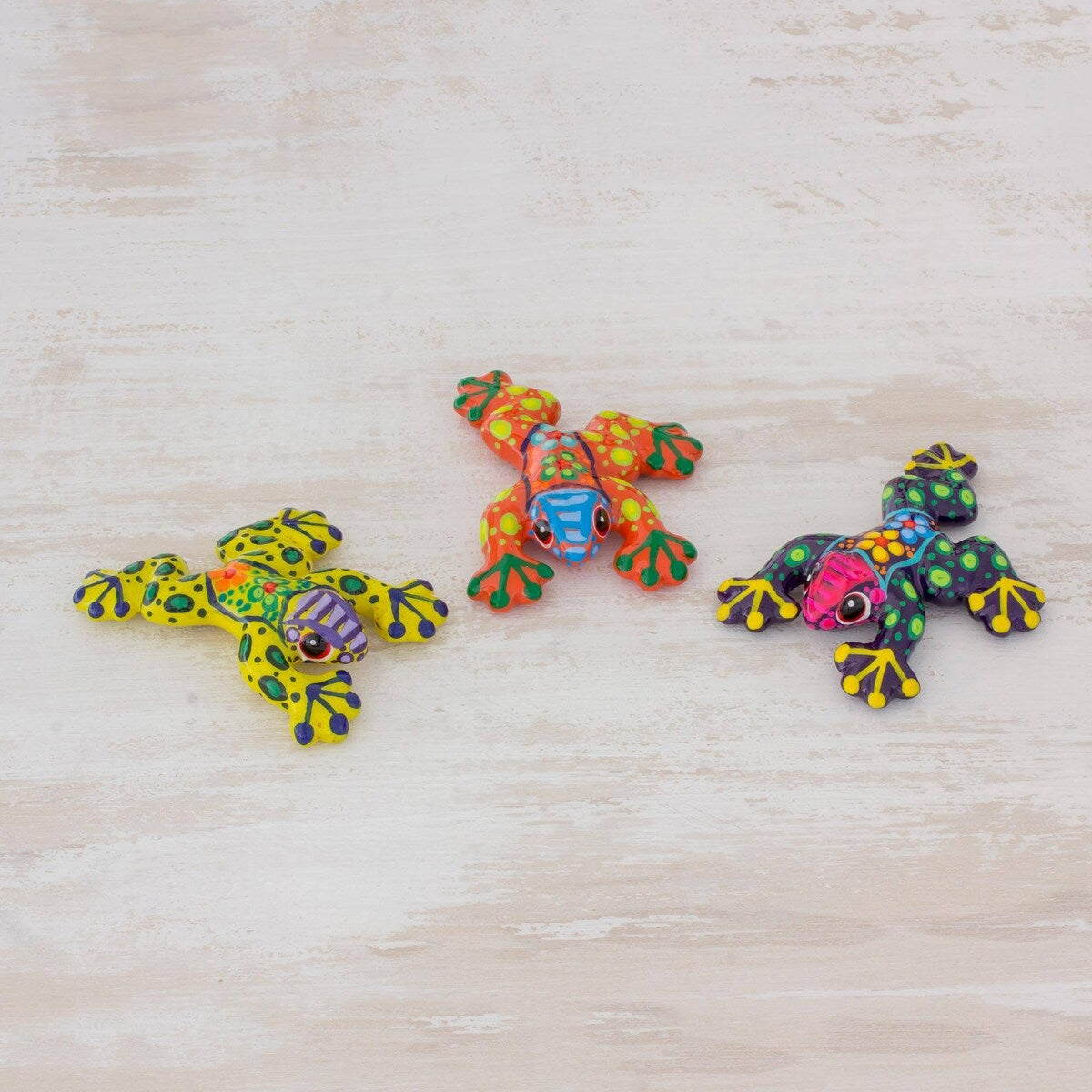Novica Handmade Festive Frogs Ceramic Figurines (Set Of 3)