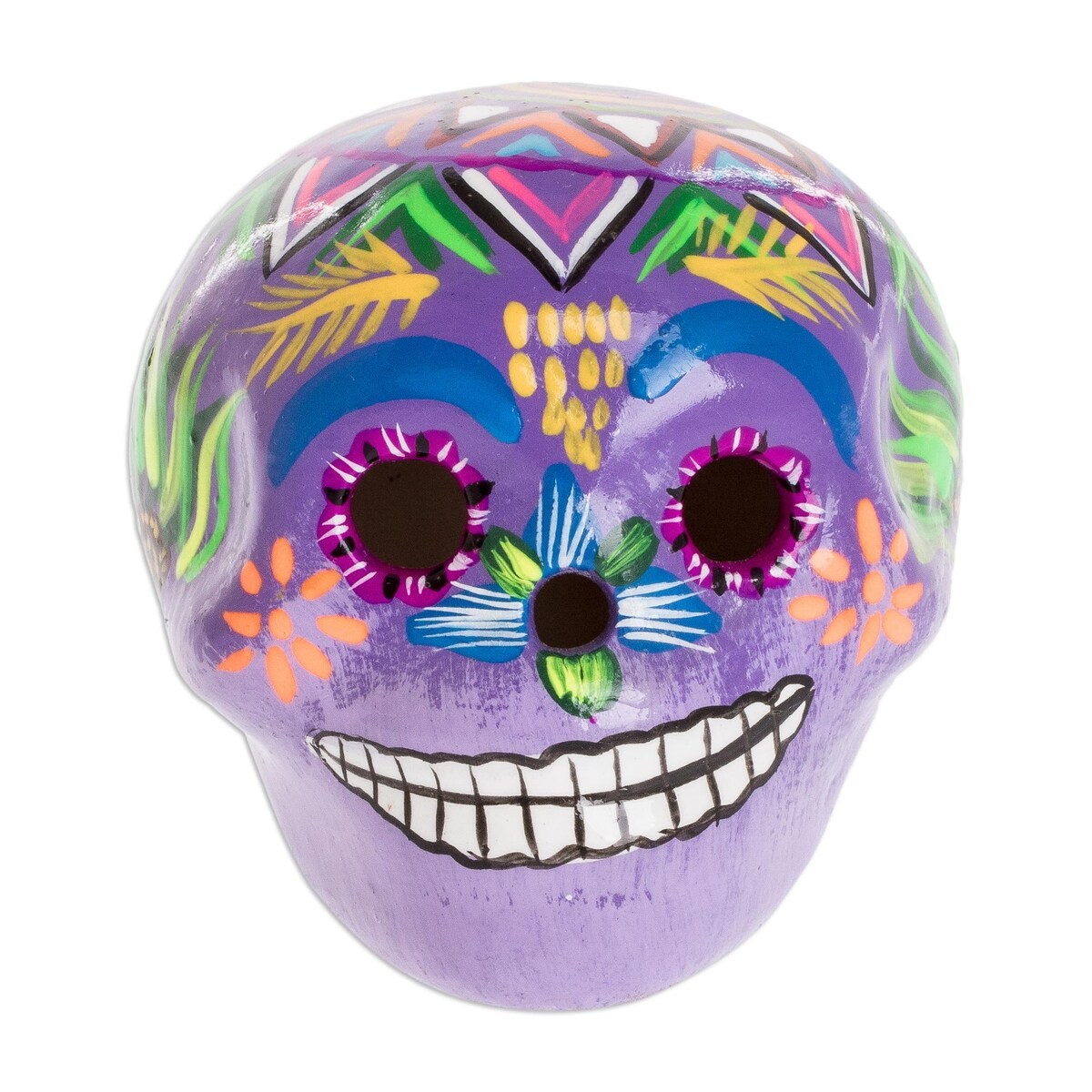 Novica Handmade Festive Skull Ceramic Figurine
