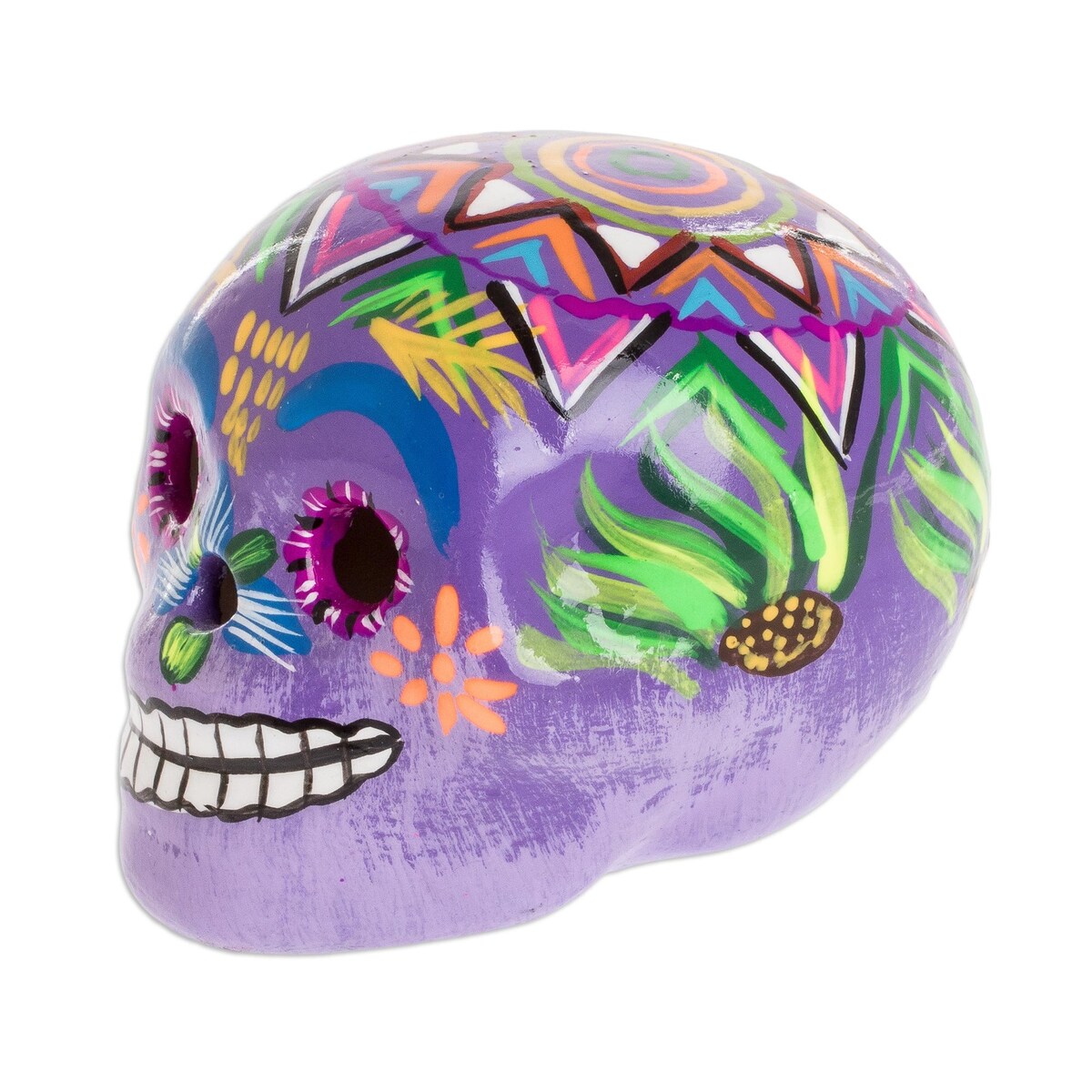 Novica Handmade Festive Skull Ceramic Figurine