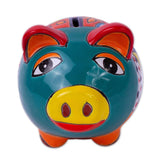 Novica Handmade Flower Piggy Ceramic Decorative Accent