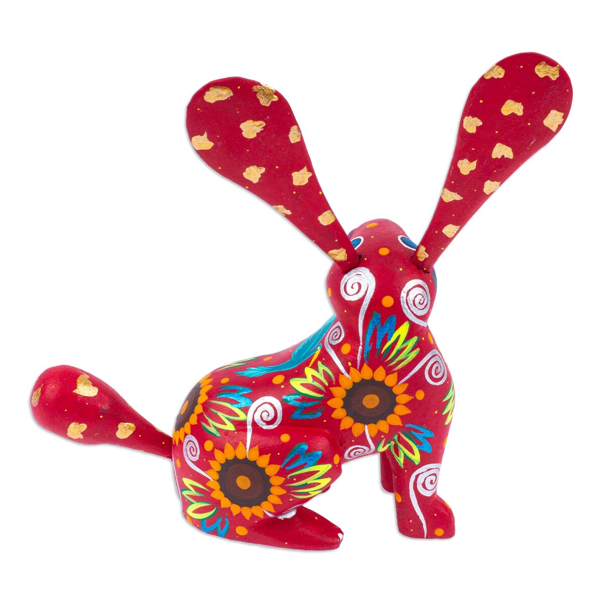 Novica Handmade Fluffy Russet Ears Wood Alebrije Figurine