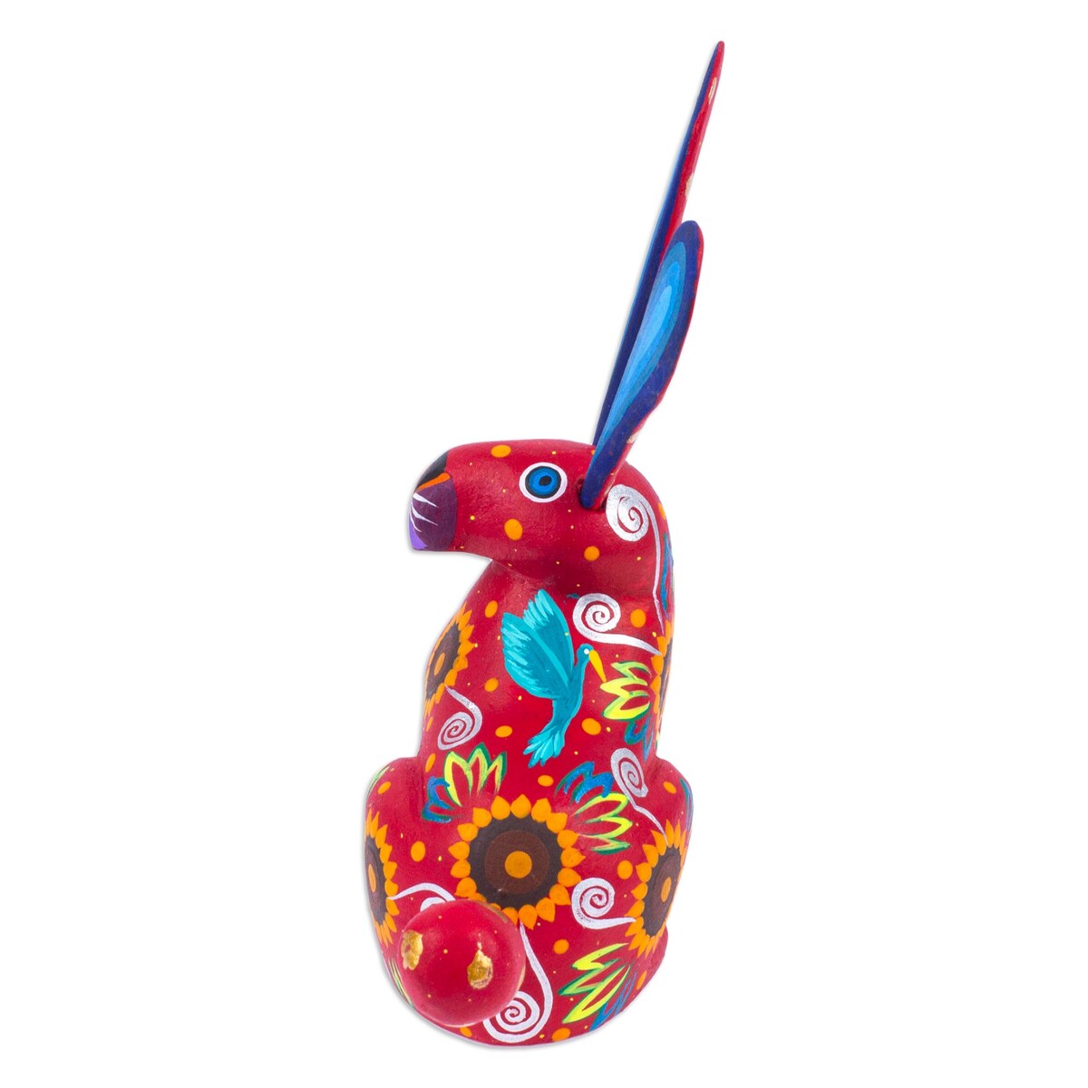 Novica Handmade Fluffy Russet Ears Wood Alebrije Figurine