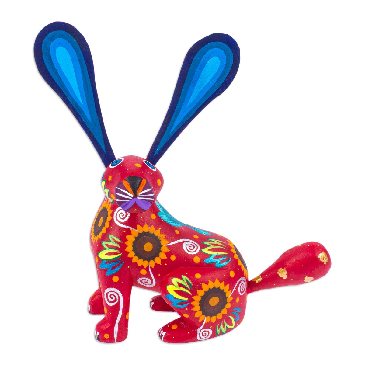 Novica Handmade Fluffy Russet Ears Wood Alebrije Figurine