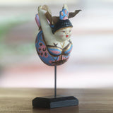 Novica Handmade Flying Lady In Sky Blue Wood Sculpture - 8.5" H x 2.6" W x 3.1" D