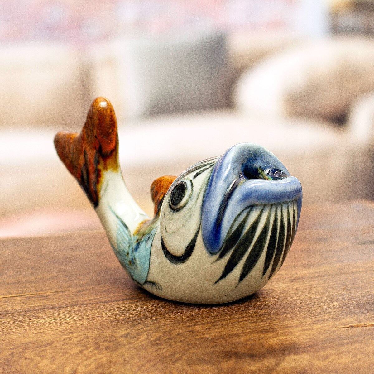 Novica Handmade Handy Fish Ceramic Pencil Holder