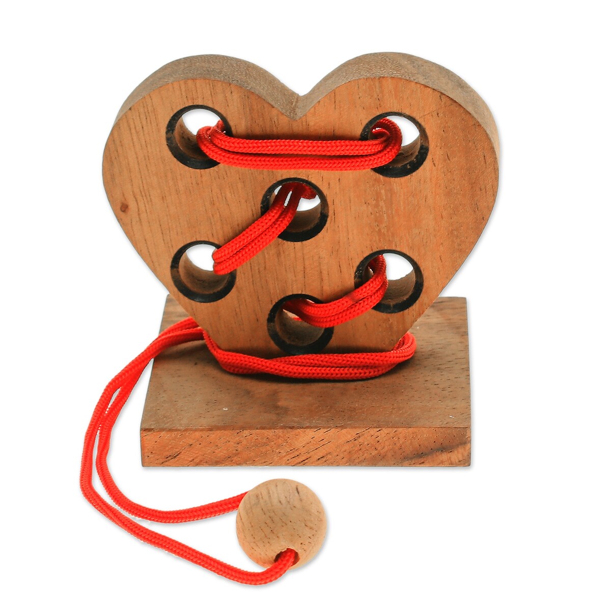 Novica Handmade Heart Embrace Wood Disentanglement Puzzle Game