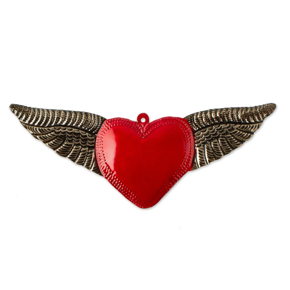 Novica Handmade Heart Takes Flight Embossed Tin Wall Accent
